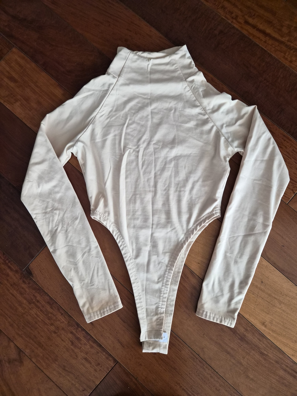 Nude Mock Neck Long Sleeve Bodysuit with Thumbholes - Size S